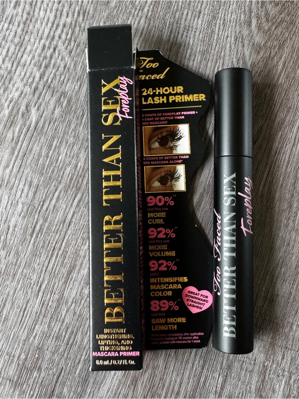 Too Faced Better Than Sex Foreplay Mascara 24-Hour Lash Primer black 8ml NIB